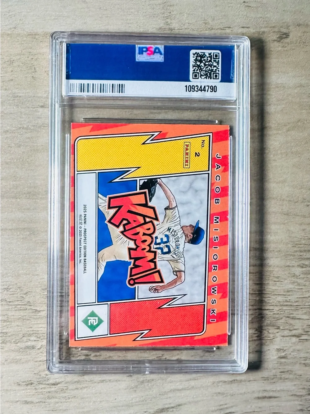 Jacob Misiorowski Rookie 2025 Panini Kaboom Holo Gem Mint 10 Novelty Card.